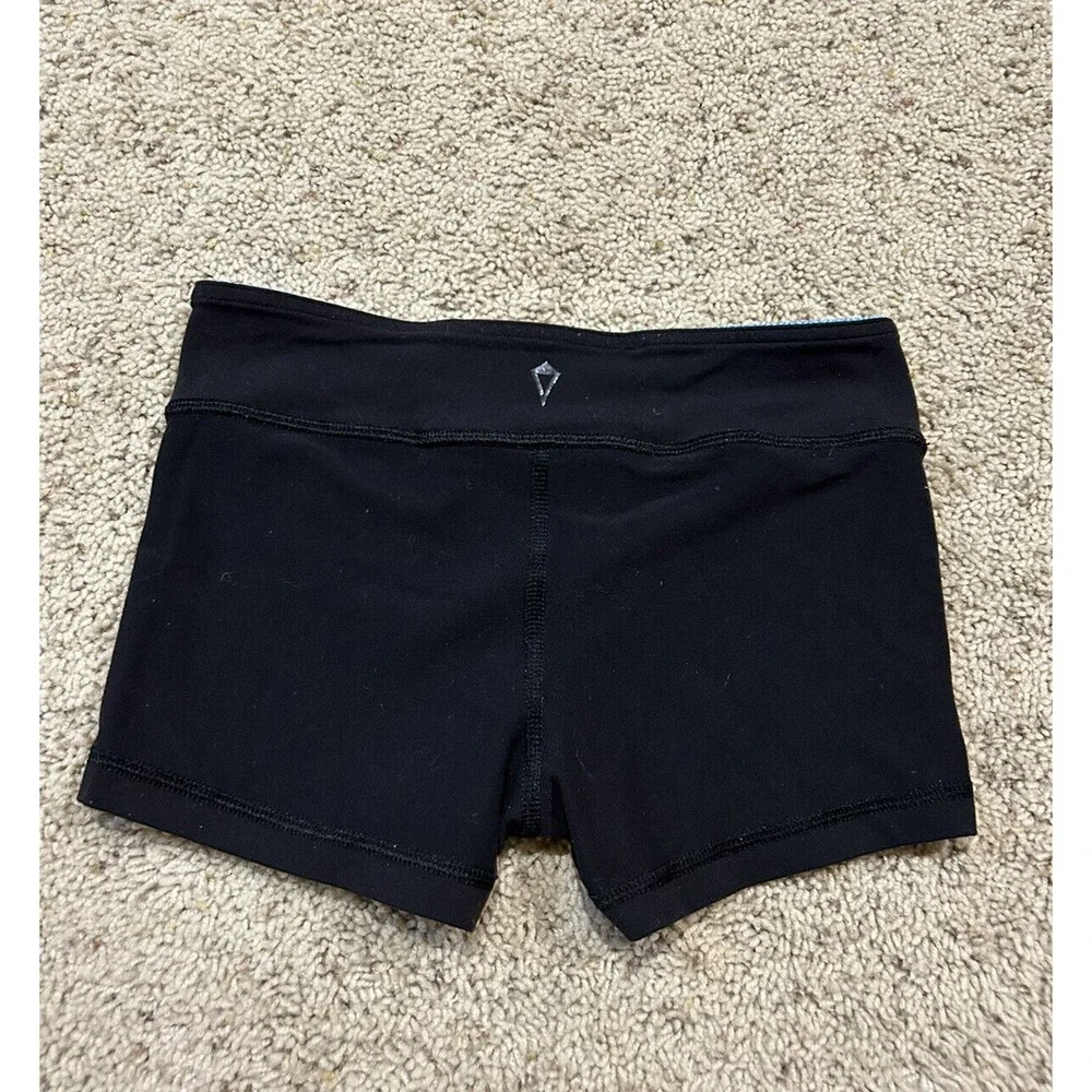 Ivivva size 8 girls REVERSIBLE Shorts SOLID BLACK/BLUE WAISTBAND Rhythmic? H23